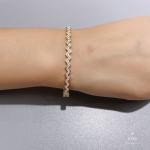 Luxury Brand 24k Gold Rhinestone Bracelet Stainless Steel Wave Bangle Bracelet