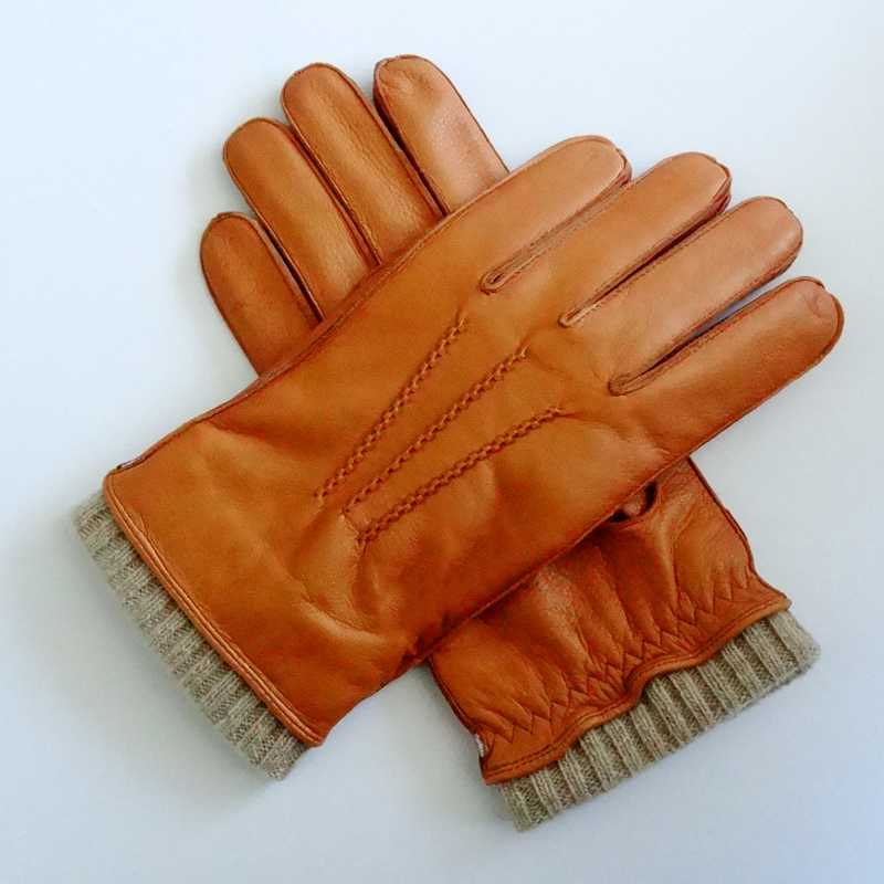 Hot sale winter daily machine sewing soft deer leather gloves men