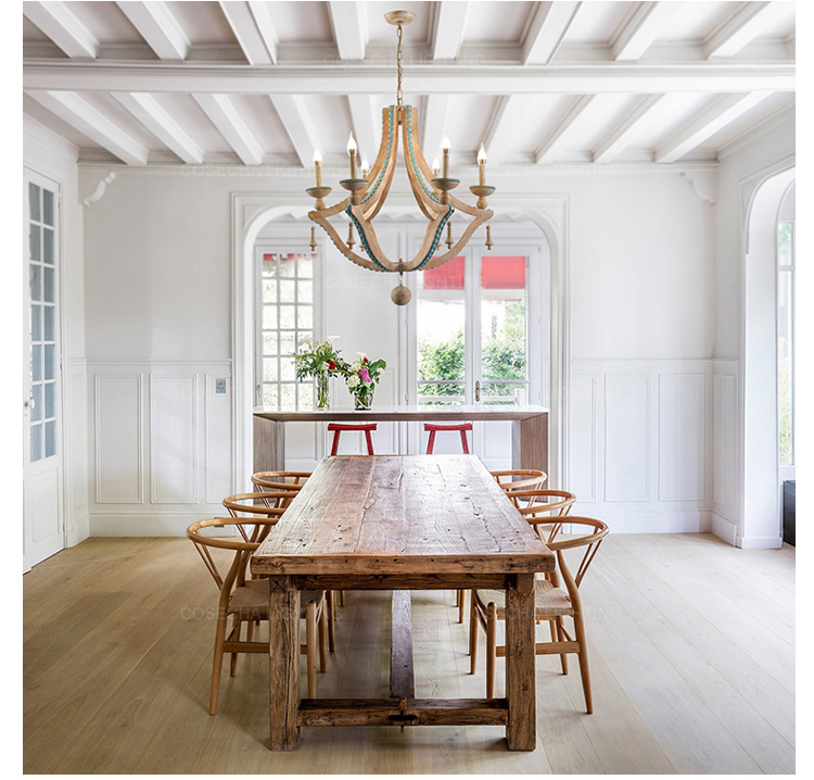 Solid wood chandeliers nordic turquoise lighting loft decor living room coolest chandelier(WH-CI-150)