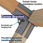2.2kg Black Steel 3-Way Right Angle Bracket for Gazebo Tree House Log House