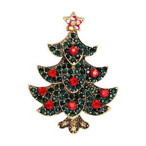 Quality Brass Christmas Tree Brooch Pin OEM Vintage Art Christmas Tree Pin wholesale