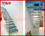 Floating Staircase VK51CTemperedGlass12mm Tread Glass LED Light strip StringerBe
