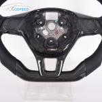 Leather Volkswagen Carbon Fiber Steering Wheel Flat Bottom Gloss
