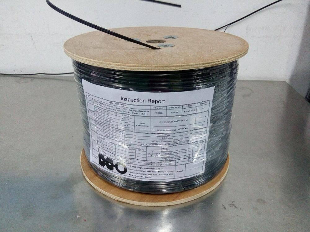 Black Jacket Outdoor FTTH Fiber Optic Cable Flat GJYXCH 2 Core