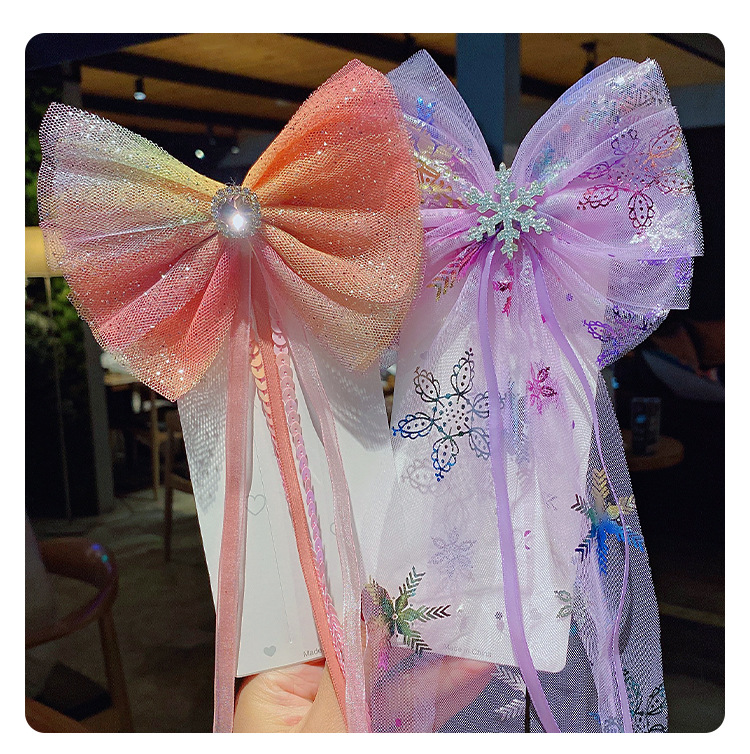 Princess Hairpin Children'S Cute Bow Hair Accessories Korean Net Yarn Little Girl Hairpin Clip Headdress