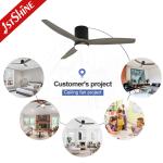 Decorative Solid Wood Flush Mount Ceiling Fan With LED Light 5 Speed Remote