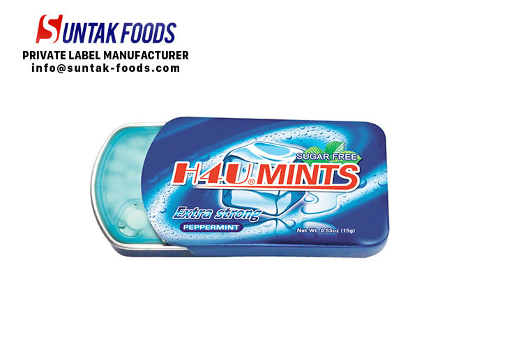 Peppermint Cool Fresh Sugar Free Lozenges For Throat Slide Tin Box