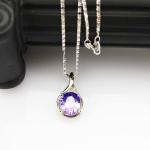 Sterling Silver 9mmX11mm Oval Purple Cubic Zirocnia Pendant (P33E)