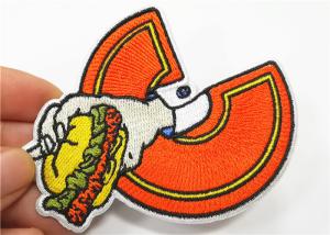 Quality Food Hamburger Custom Embroidered Patches For Clothes / Bag Recycled wholesale