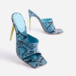 Handmade OEM Womens Leather Mule Slippers Snake Printing PU Material