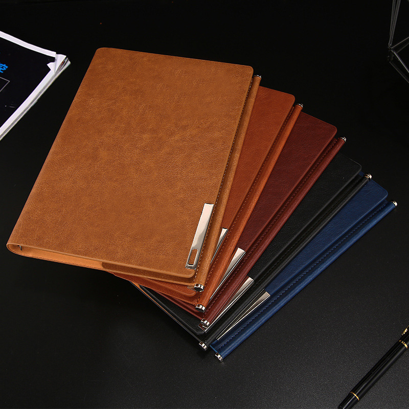 A5 Customized Logo PU Leather Notepad with 100 Sheets Inner Pages and Daily Weekly Monthly Planner