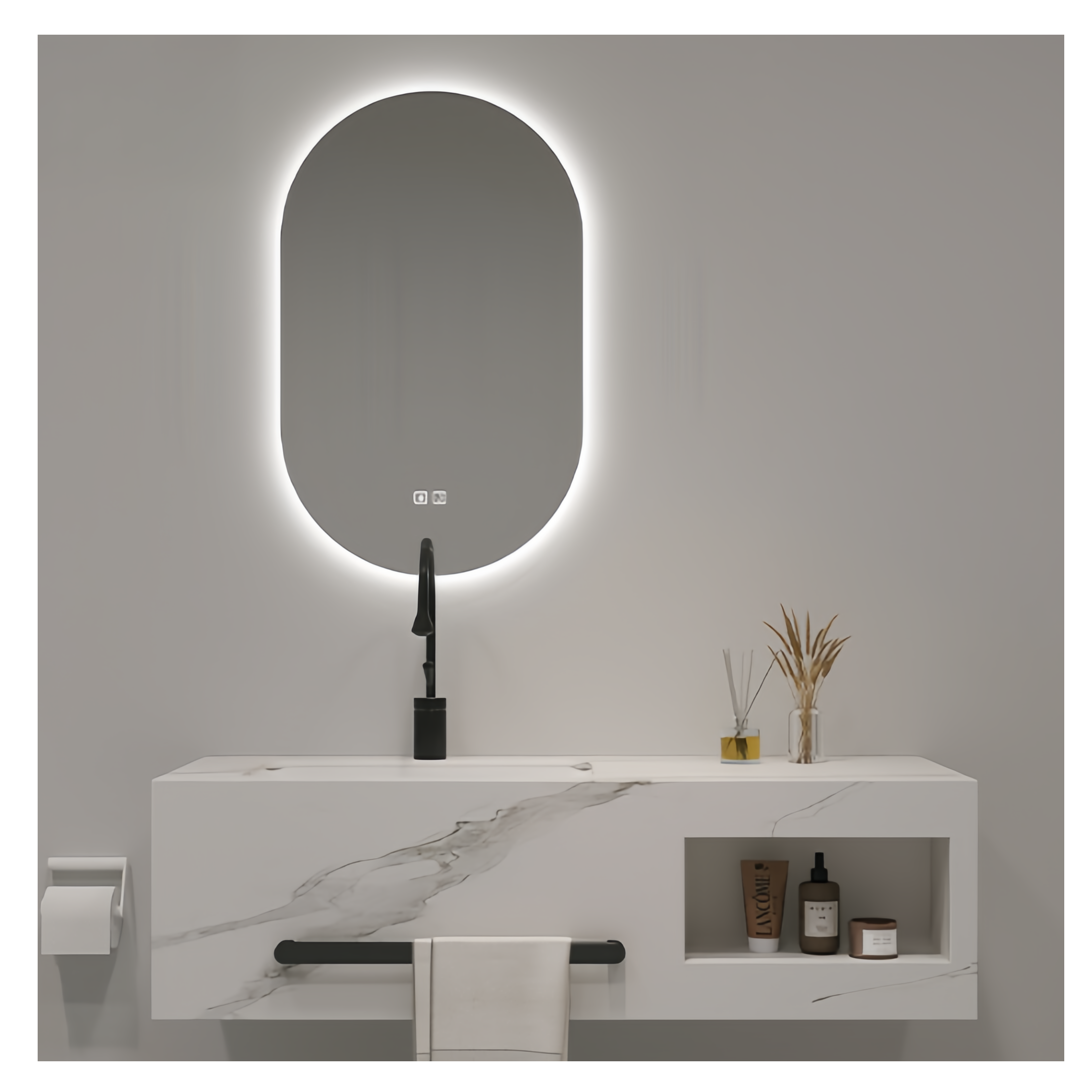 Modern Style Bathroom Cabinets with Sink SLABS/SINTERSTONE Surface Treatment Included