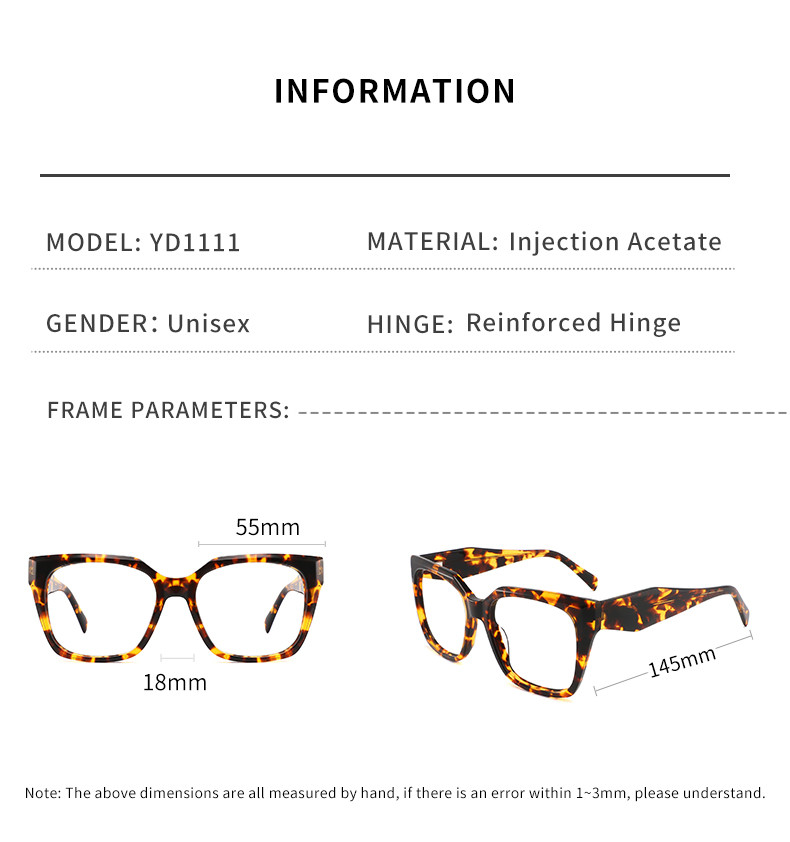 Customize Logo Oversized Frame Glasses Square Spectacle Optical