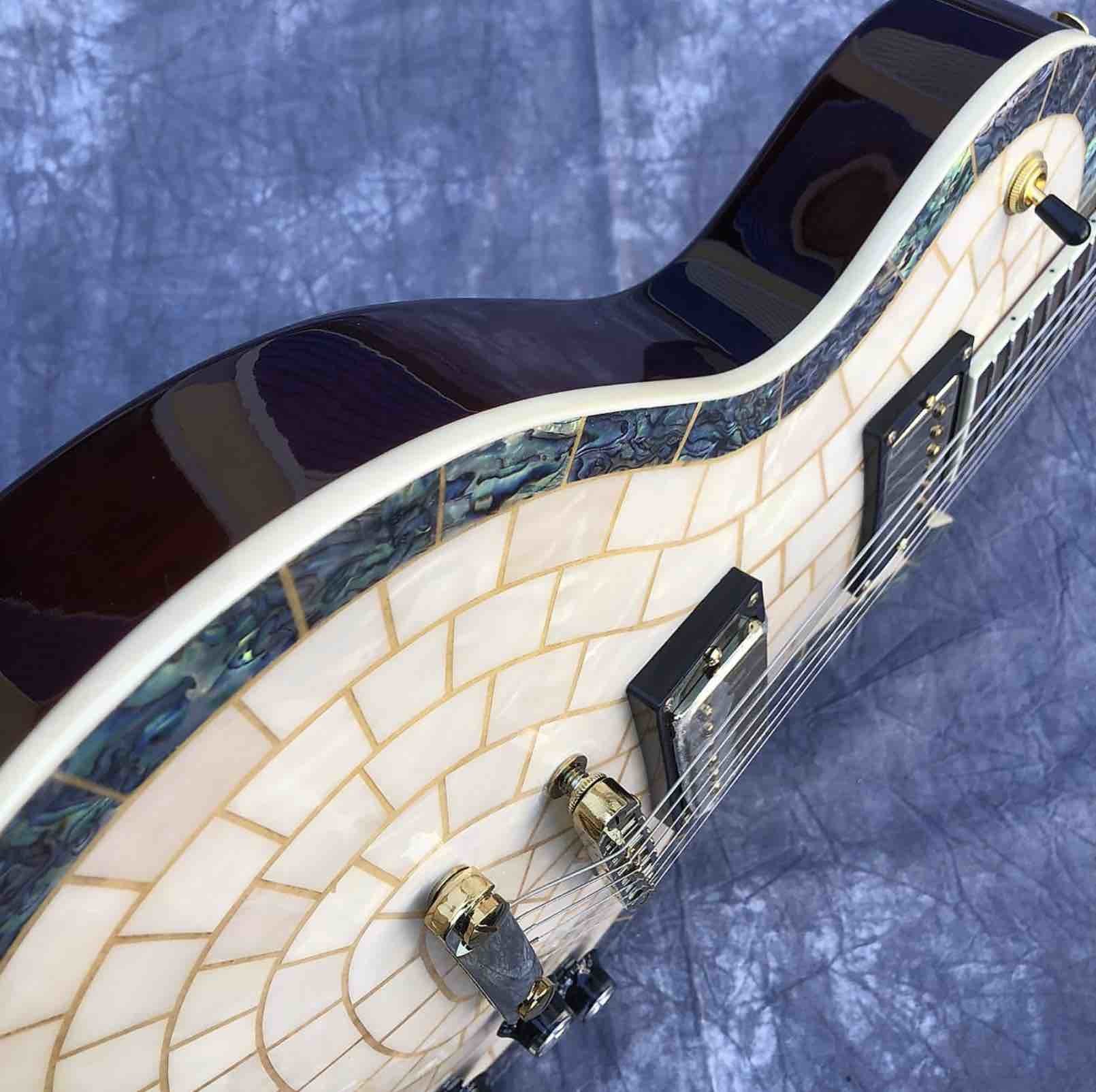 Custom Abalone Veneer top Electric Guitar Flower Inlays Gold Hardware