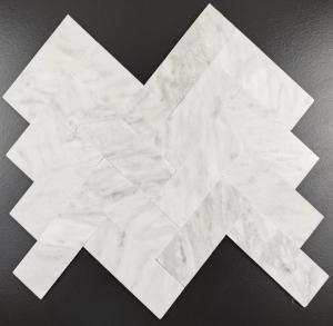 Quality Herringbone Stone Decorative Mosaic Tiles White Cararra wholesale