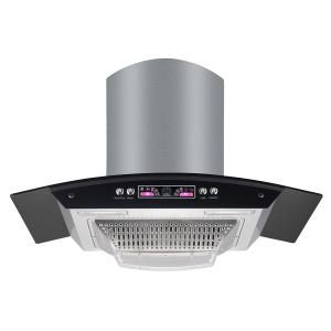 Quality Island Stainless Steel Glass Arc Chimney Hood Wall Mounted Kitchen Range Hood wholesale