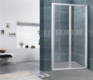Quality Sand Silver Folding Doors Shower Enclosures Aluminum Alloy Bathroom 6 MM Tempered Glass wholesale