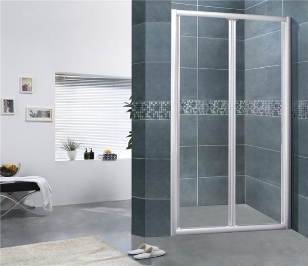Chromed Finished Folding Glass Shower Screen Aluminum Alloy Nano Tempered Glass