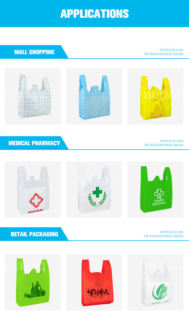 50Gsm Virgin Polypropylene Non Woven Vest Bag Laminated Custom Non Woven Tote Bags
