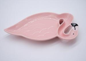 Quality Pink Solid Color Ceramic Serving Platter Flamingo 3D Candy Plate Stoneware Dolomite wholesale