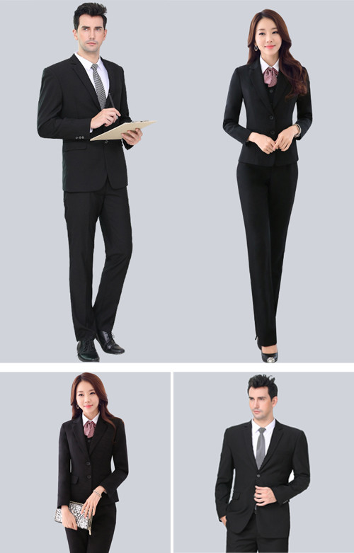 65% Polyester Balck Color Business Suit For Men And Women With Two Buckles