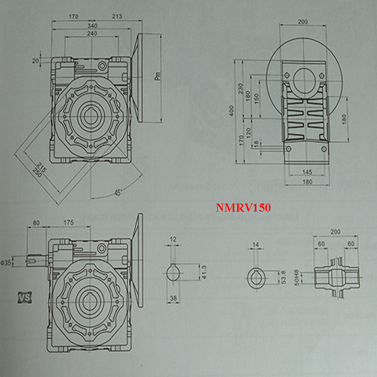 Different Ration Worm Transmission Gearbox Reducer