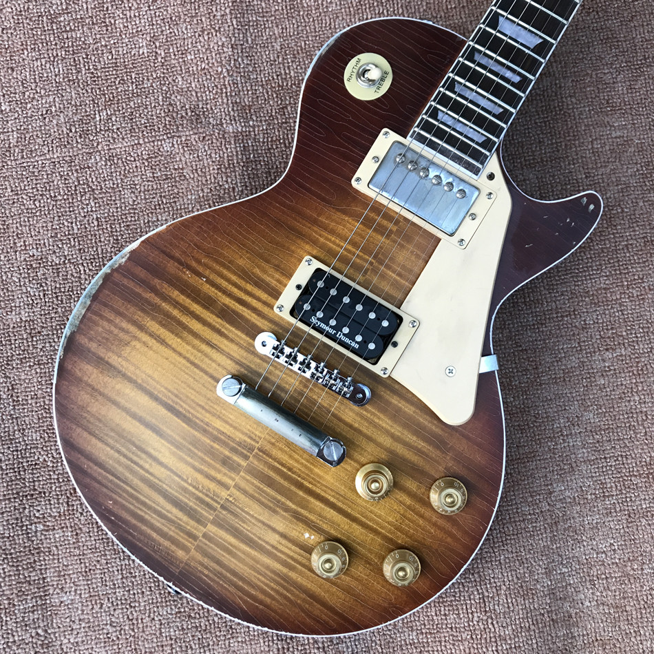 Relic standard LP electric guitar, Tobacco burst, Tune-o-Matic bridge relic electric guitar, free shipping