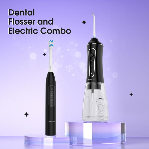 Water Flosser And Electric Toothbrush Combo 2 In 1 Wireless Charging Portable
