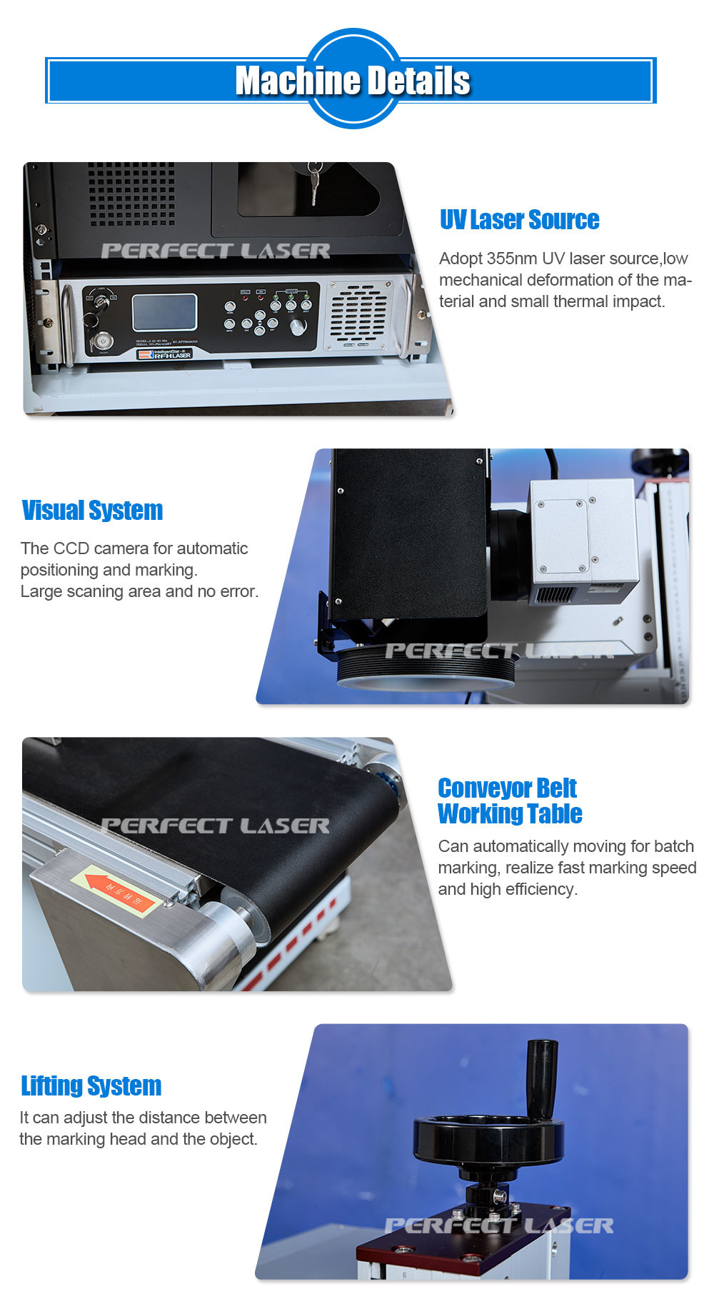 Industrial UV Laser Marking Engraving Machine CCD Camera Automatic Visual Positioning