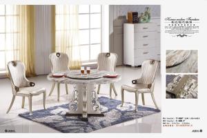 Quality 10 seater round marble dining table with Lazy Susan furniture wholesale