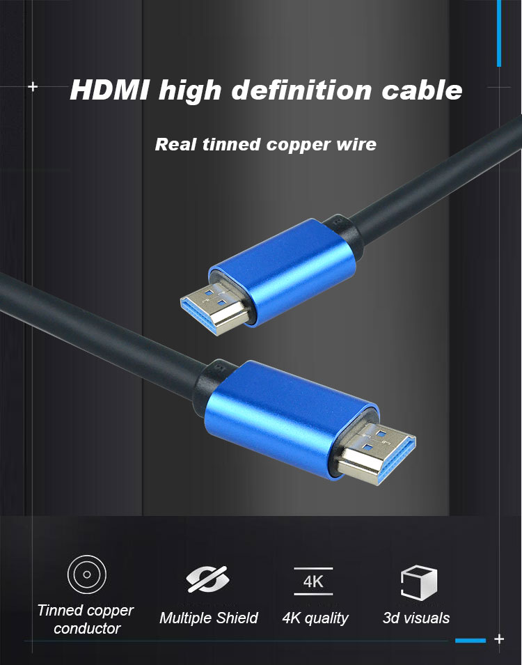 ROHS/CE Ethernet PVC 3D 4K 1080P HDMI Cable 19 Pin 10.2Gbps Meal To Meal Form