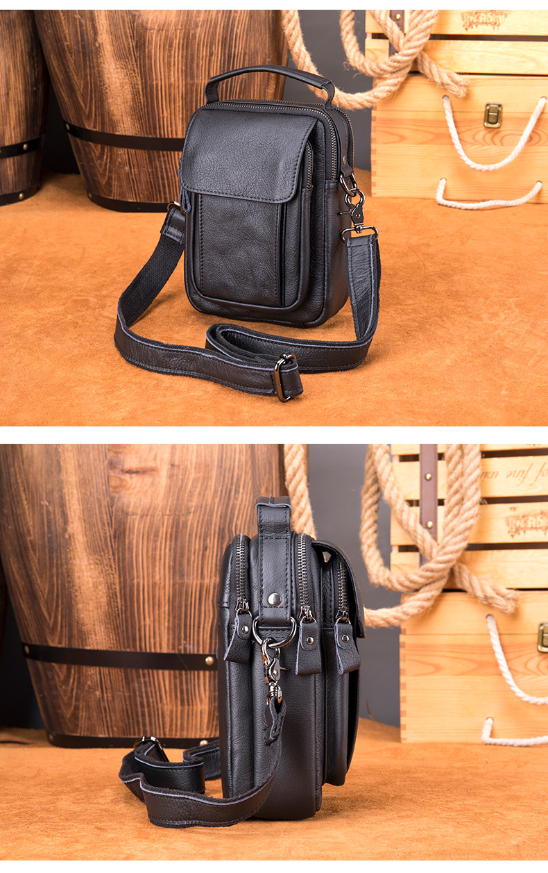 Genuine Leather Men Messenger Bag Vintage Style Calfskin Crossbody Shoulder Bag for Men
