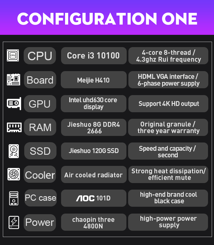 Core I3 10100 Gaming PC Desktops