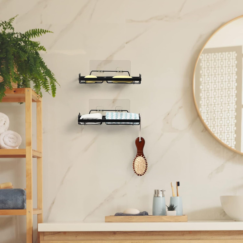 Soap Dish Sponge Holder Sink Soap Rack Soap Holder for Shower Wall