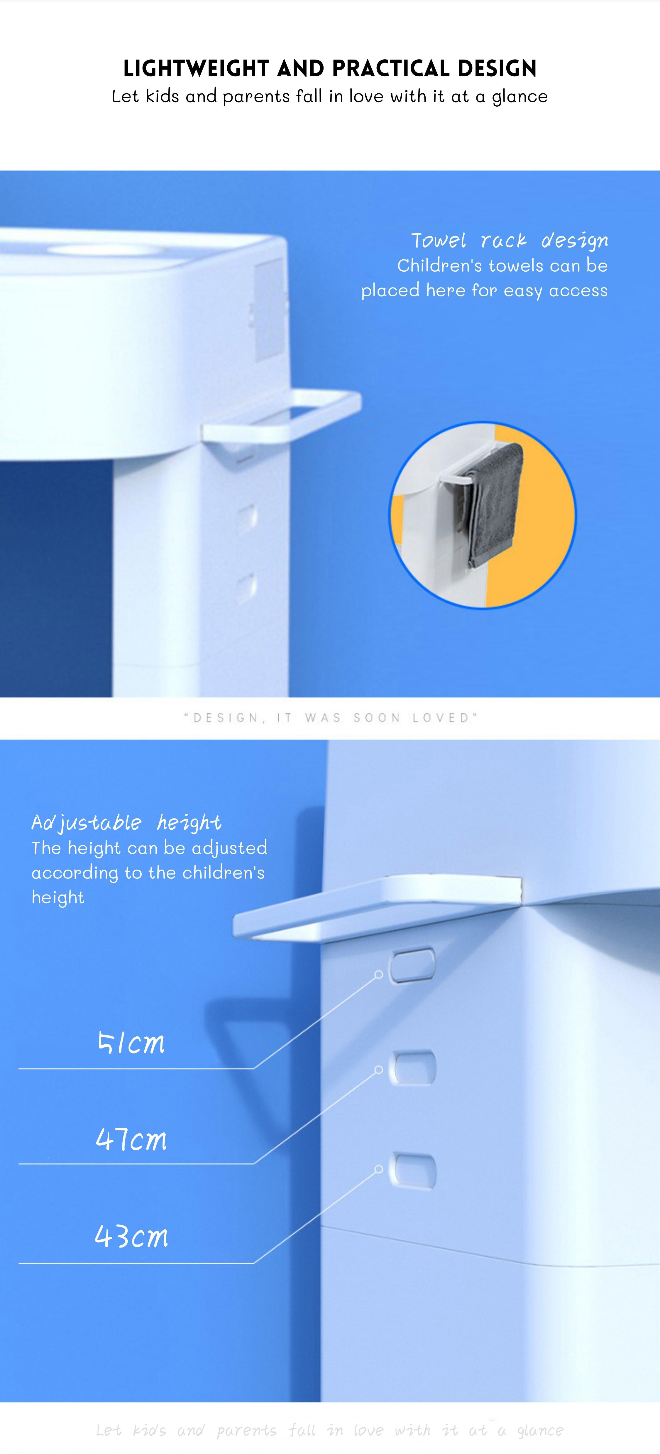 Customized Logo Plastic Kids Wash Basin Pedestal Sink Popular Design