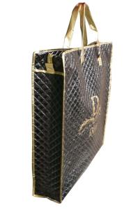 Quality Waterproof 75g black quilted unwoven fabric zipper reusable carrier bags wholesale