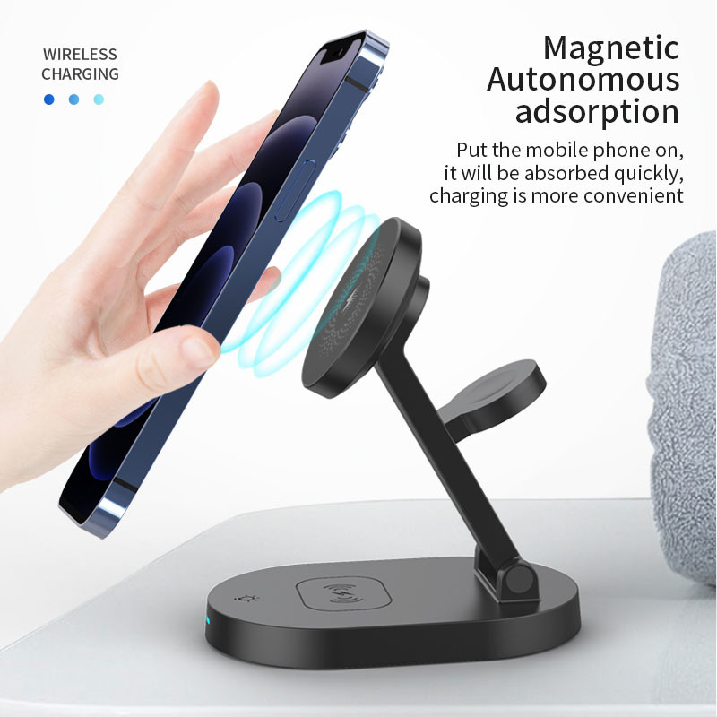 Folding Magnetic 15W Multi Function Wireless Charger For Apple Watch