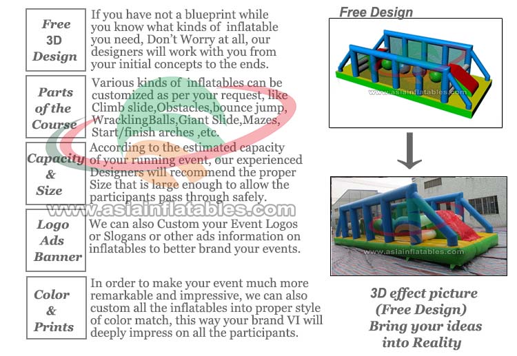 Manufacturer Insane Pink Color Rush Challenge Commercial Inflatable Obstacle Course