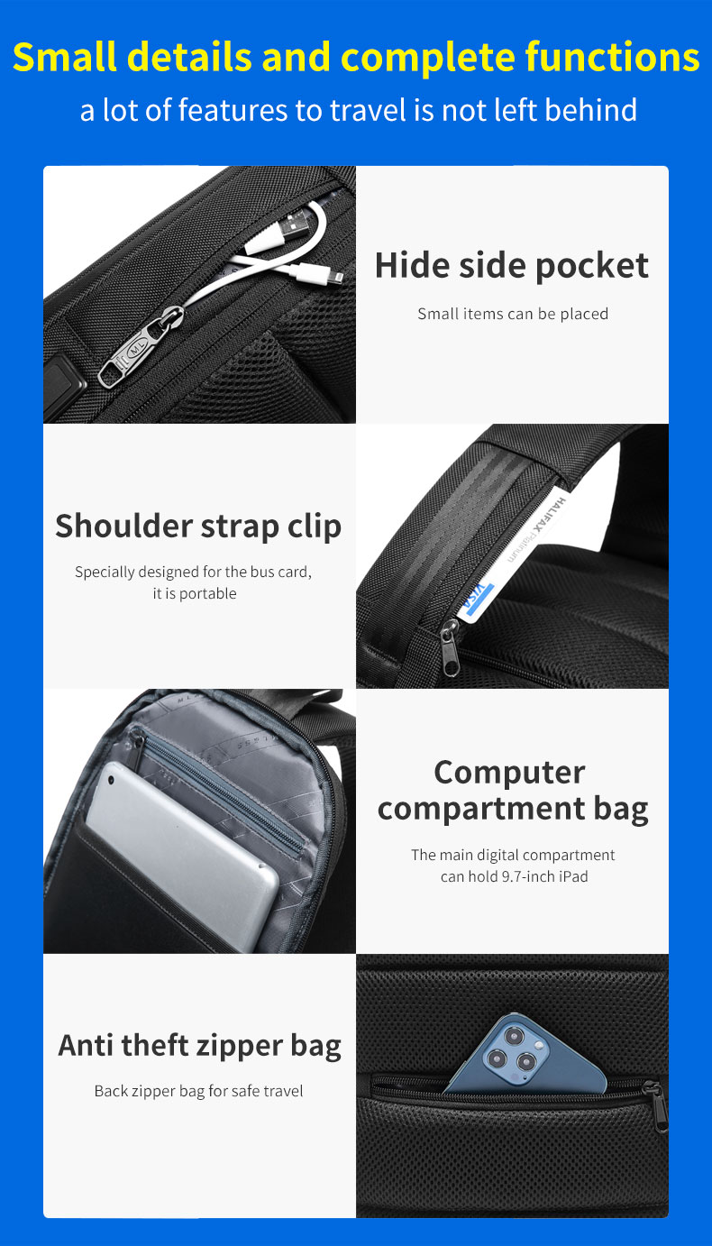 New custom logo Shoulder bag multifunctional waterproof anti theft chest bag men sling bag