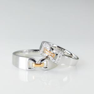 Quality Double Color Cute Bows Contracted Gold Jewellery Couple Rings wholesale