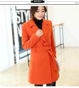 Quality 2016 fashion women turn-down collar polyester coat elegant coats wholesale