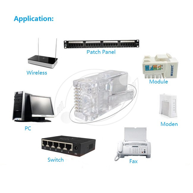 Cat6 Ethernet Connector Network Cable Accessories 8P8C Unshield RJ45 Male Plug