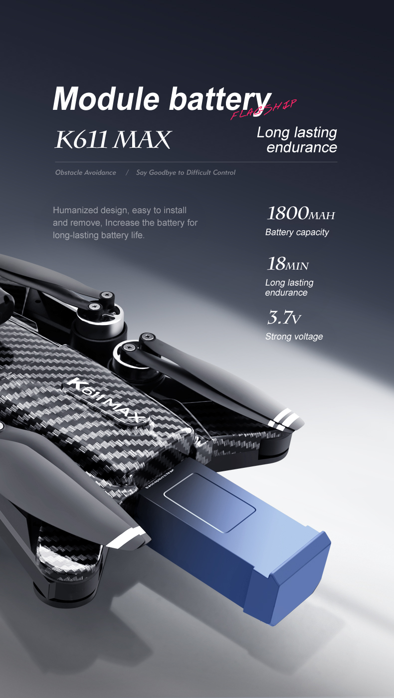 K611 Max 4k Dual Camera Drone Wide Angle Obstacle Avoidance Battery Type lipo battery Optical Flow Hovering Fpv Drone