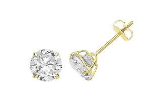 Quality 9ct 9K Gold Solitaire Earrings , Solitaire Diamond Stud 3mm 4mm 5mm wholesale
