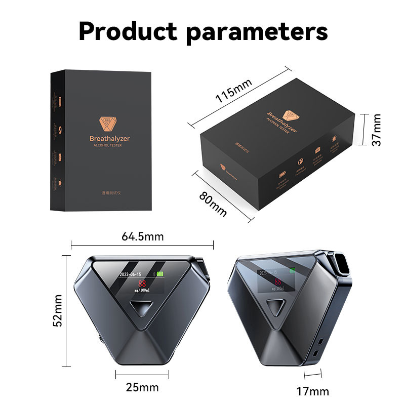 Keychain ABS Electrochemical Fuel Cell Breathalyzer Alcohol Tester For Personal Testing