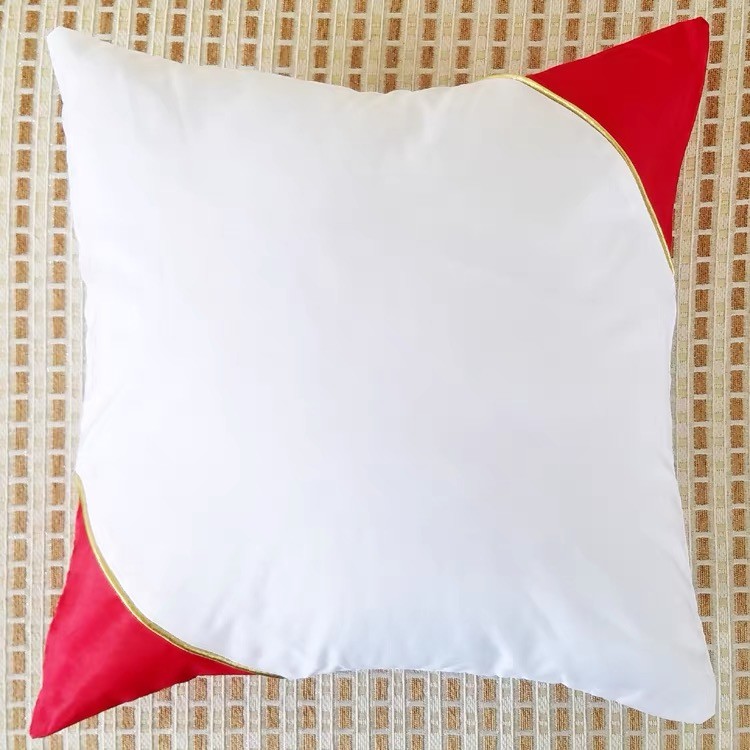 Colored Angle Golden Edge Blank Sublimation Polyester Pillow Case For Photos Printing