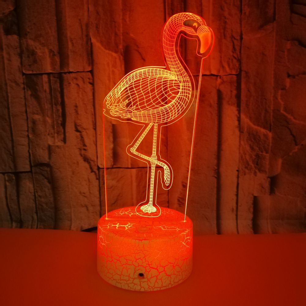 African animals custom OEM words Flamingo Colorful Visual night Light USB 3D LED  Light Illusion Stereo Light