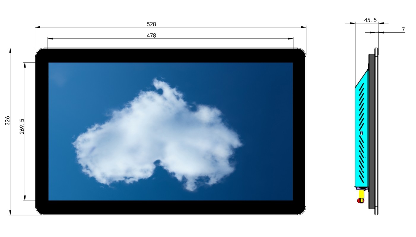 Wall Mounted 21.5 Inch Industrial Touch Screen Monitor With HDMI VGA DVI USB Ports