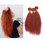 Red Kinky Curly Remy Human Hair Bundles Sew In Weave Bundles Brazilian Bundle