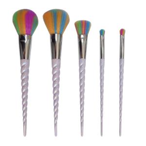 Quality Rainbow Hair Makeup Brushes Set Unicorn Inspiration Designed Handle wholesale